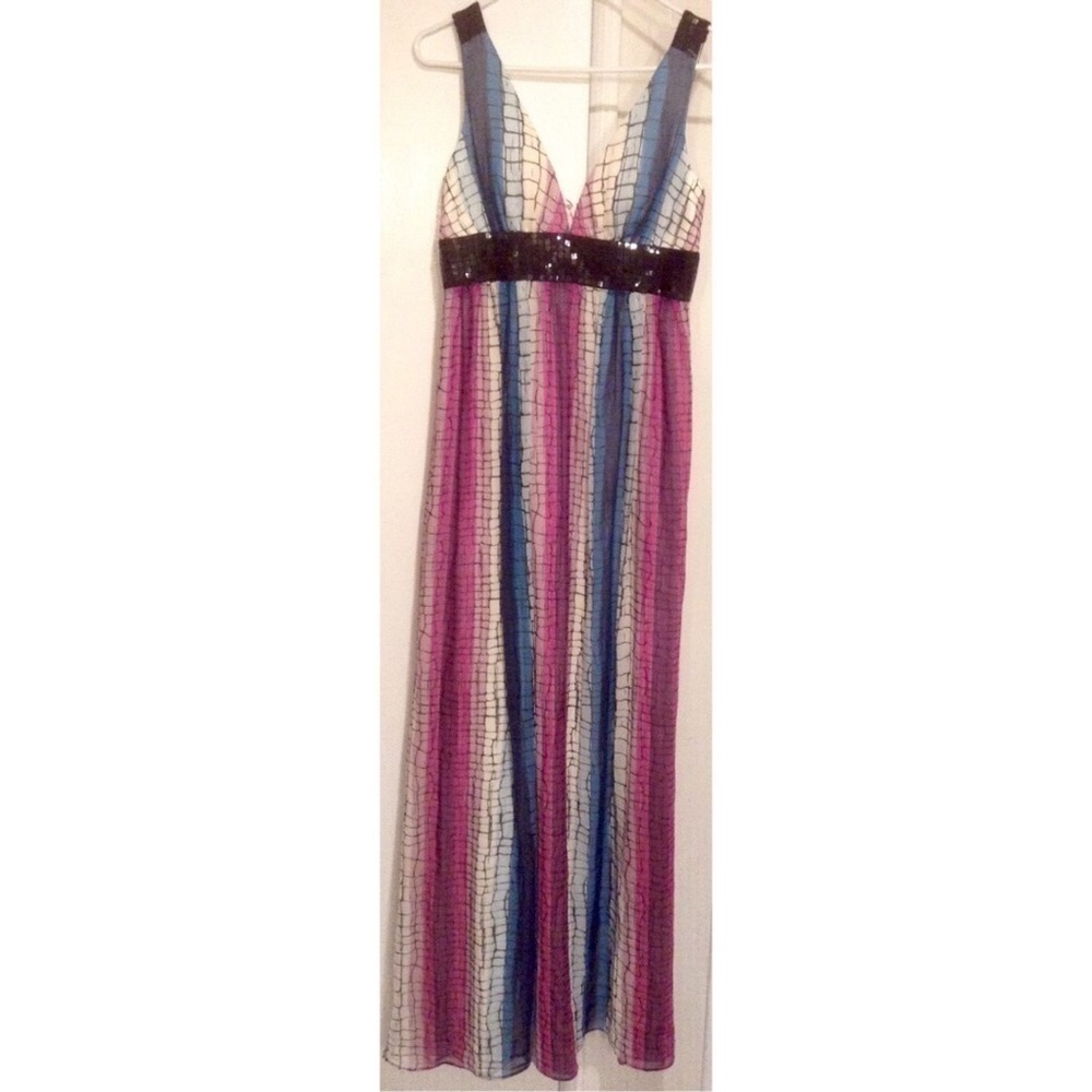 💕MAX & CLEO💕 Gown with Stripes and Sequin Detail
